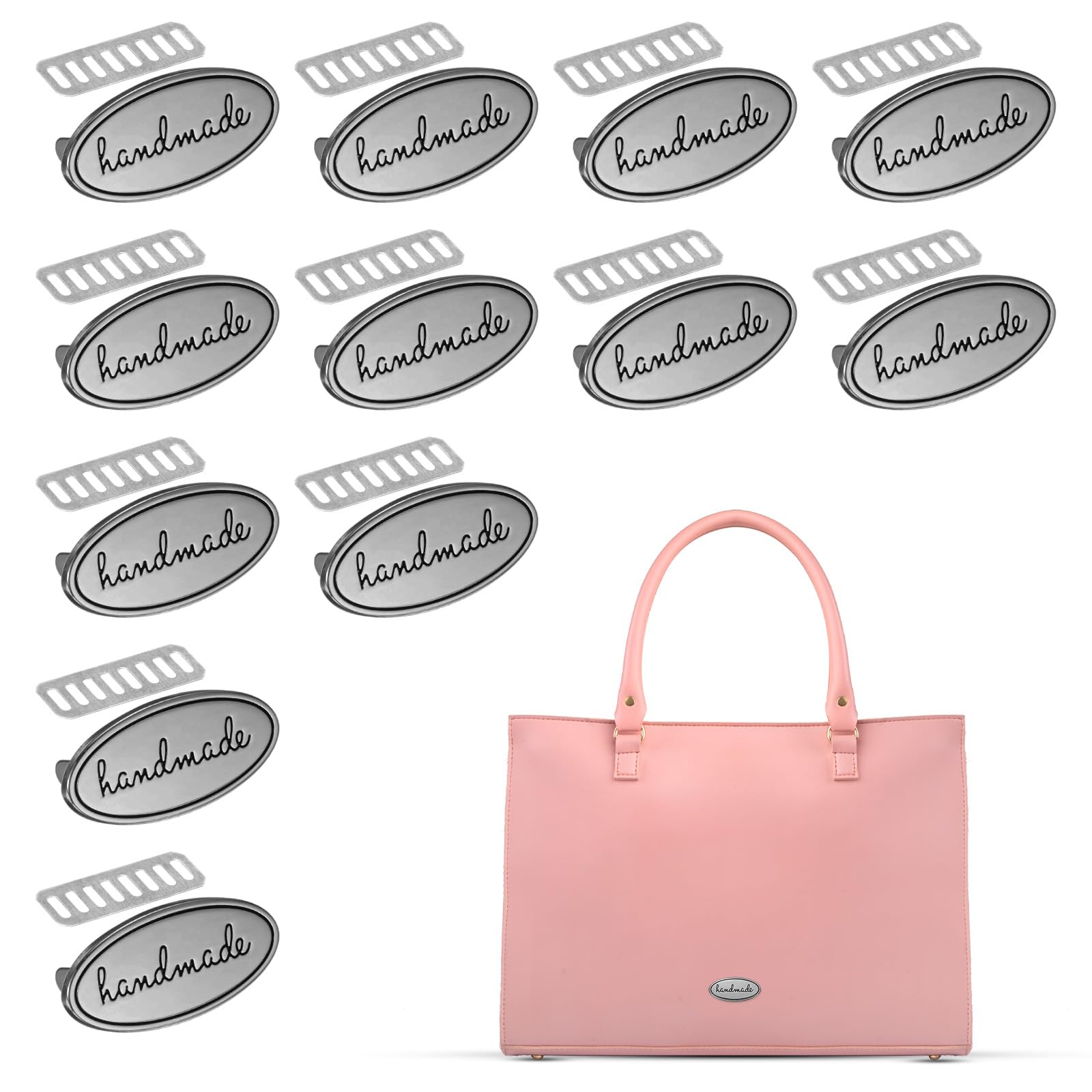 TIXIPEM 12PCS Handmade Oval Tags Label 1.57 x 0.79 in Metal, Black