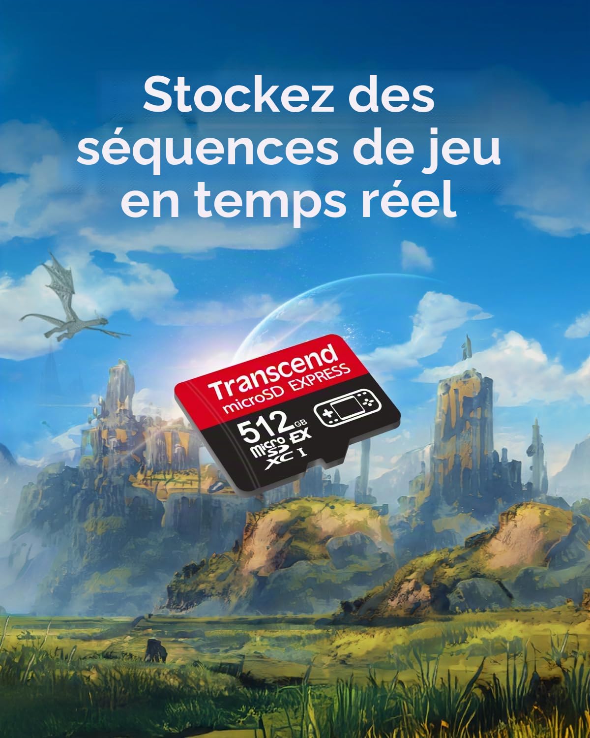 Transcend Carte microSD Express 512 Go, jusqu'à 900 Mo/s, pour appareils Nintendo Switch 2/AR VR, Carte mémoire vidéo 4K 8K UHD pour ROG Ally/Steam Deck/MSI Claw/GoPro/Insta360/DJI/Drone/Camera, A1