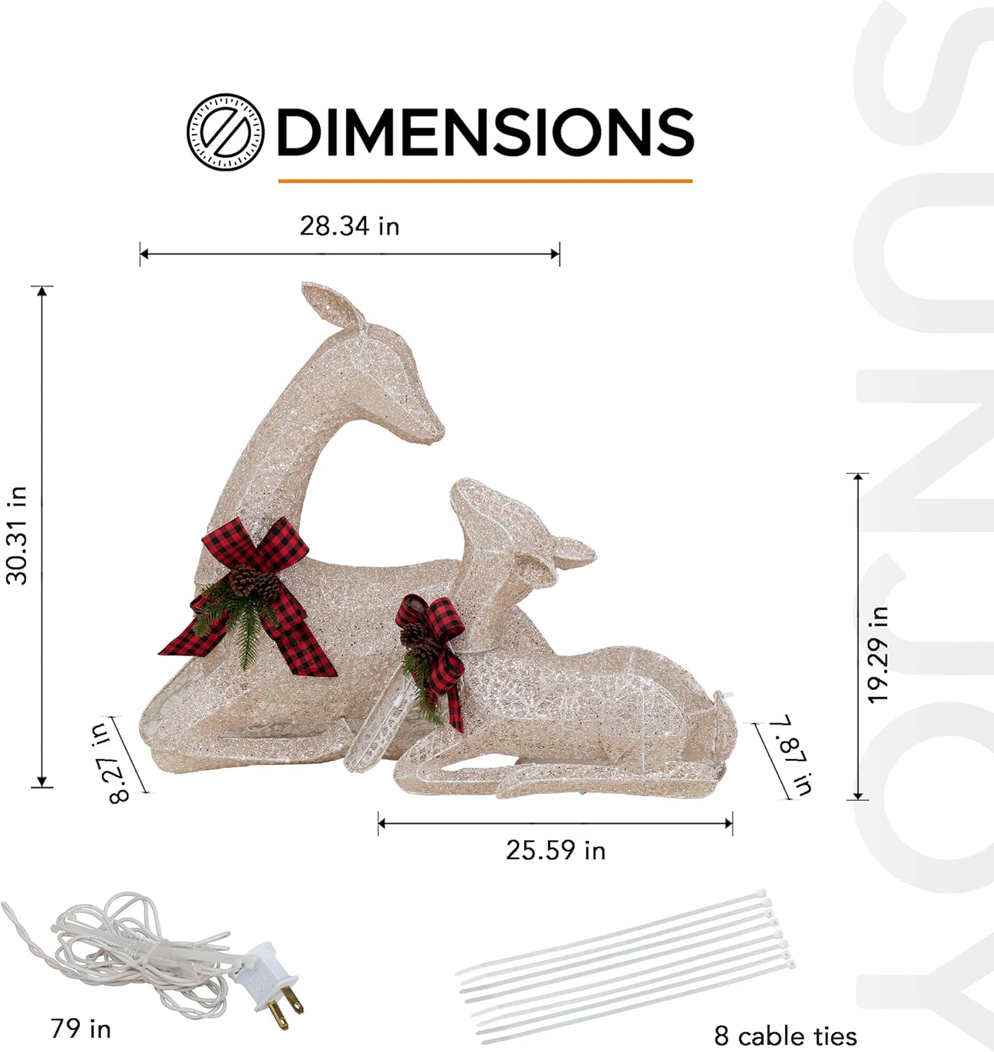 Sunjoy 2-Piece Lighted Lying Deer with Red Bows