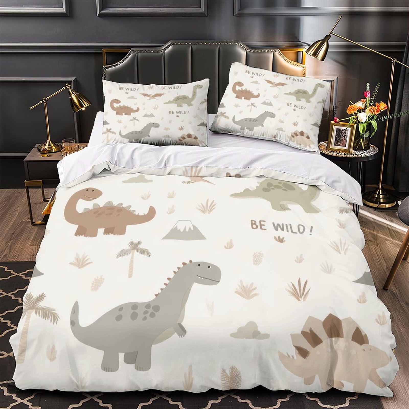 Housse de couette dinosaure 260x220 pour une chambre d'enfant moderne