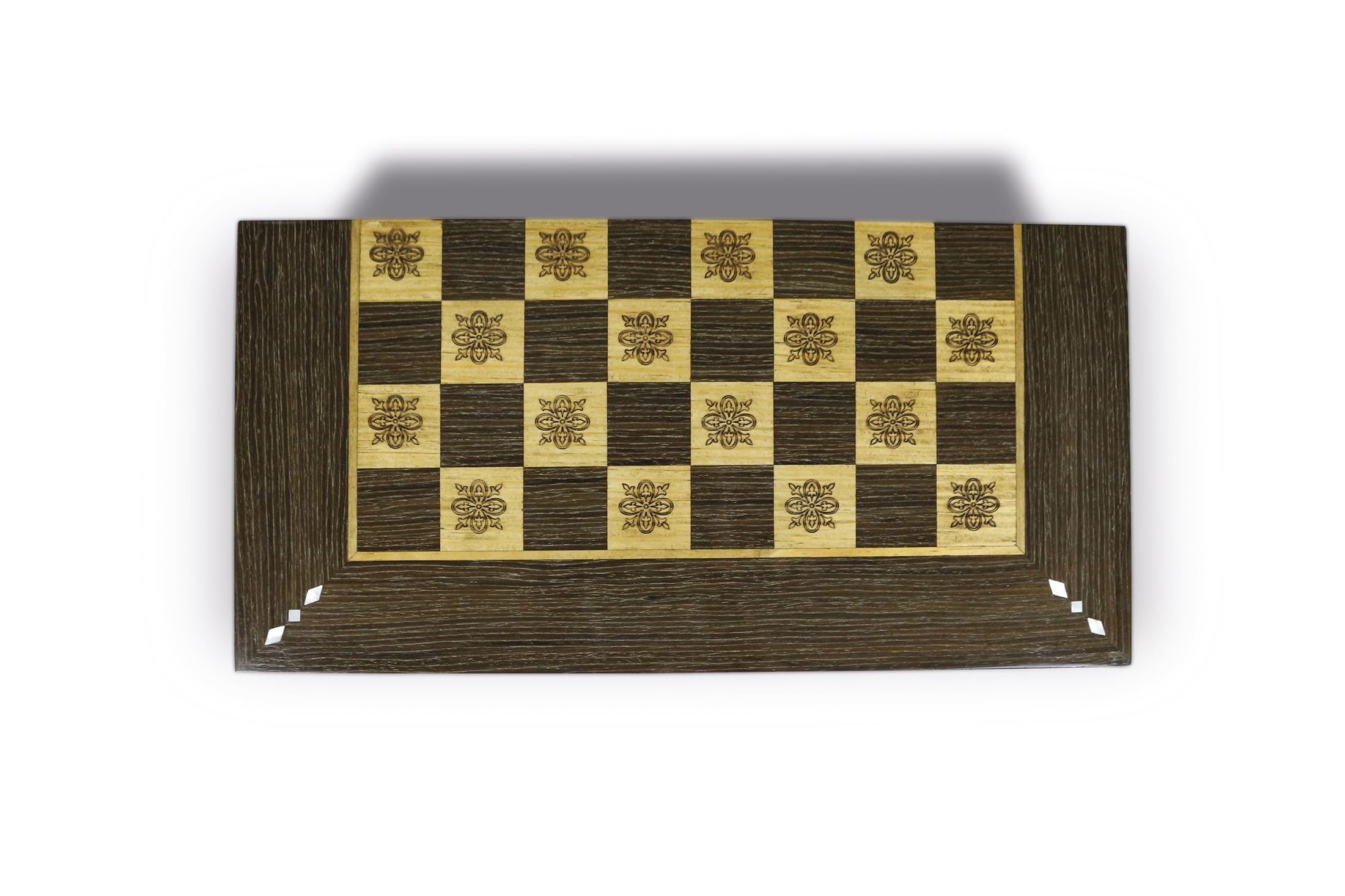 Tavola da backgammon in legno, 50 x 50 cm, con 30 pietre in legno