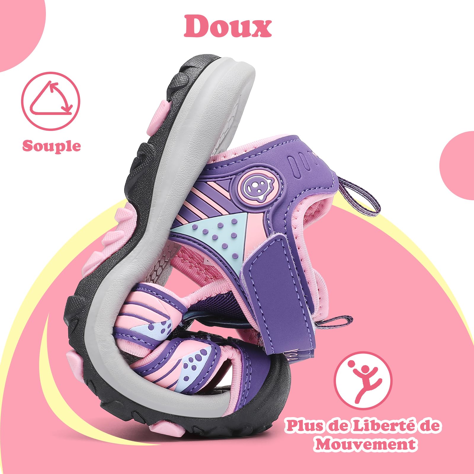 Mishansha Sandales Sport Fille Bout Fermé 24-39 EU | Été, Chaussure de Randonnée, Enfants, Respirantes, Plage, Outdoor
