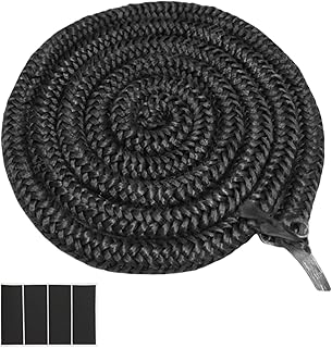 4 m Oven Sealing Cord, Fireproof Sealing Tape, Oven Sealing Cord, Sealing Tape for Fireplace, Diameter 10 mm, Sealing Cord, Fireplace Seal, Door Seal Set with 4 Pieces, 25 mm x 10 cm End Ties