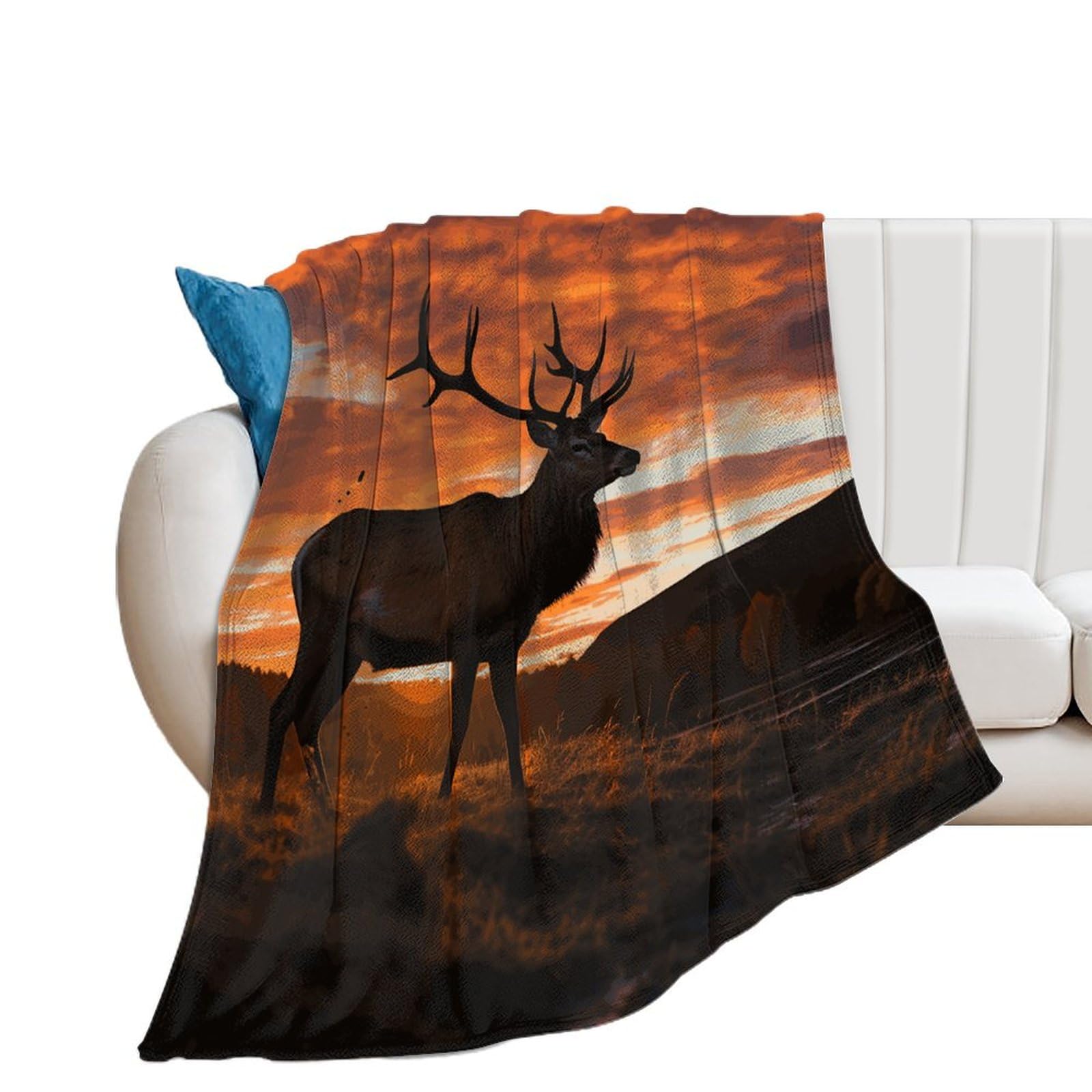 Couverture flanelle légère contre le froid plaid lit canapé élan