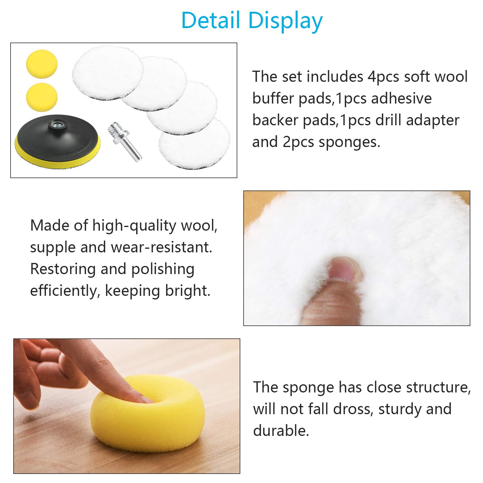 5-tlg. Polieraufsatz Set Aus Lammwolle - Professionelle Polierpads Für Auto & Mehr