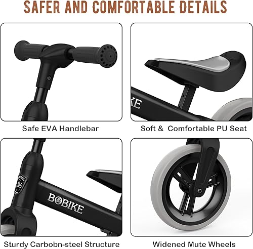 Miniatura 3 de Bicicleta de equilibrio para niños de 1 a 4 años, asiento ajustable y manillar sin pedal, bicicleta de entrenamiento sin pedales, el mejor regalo