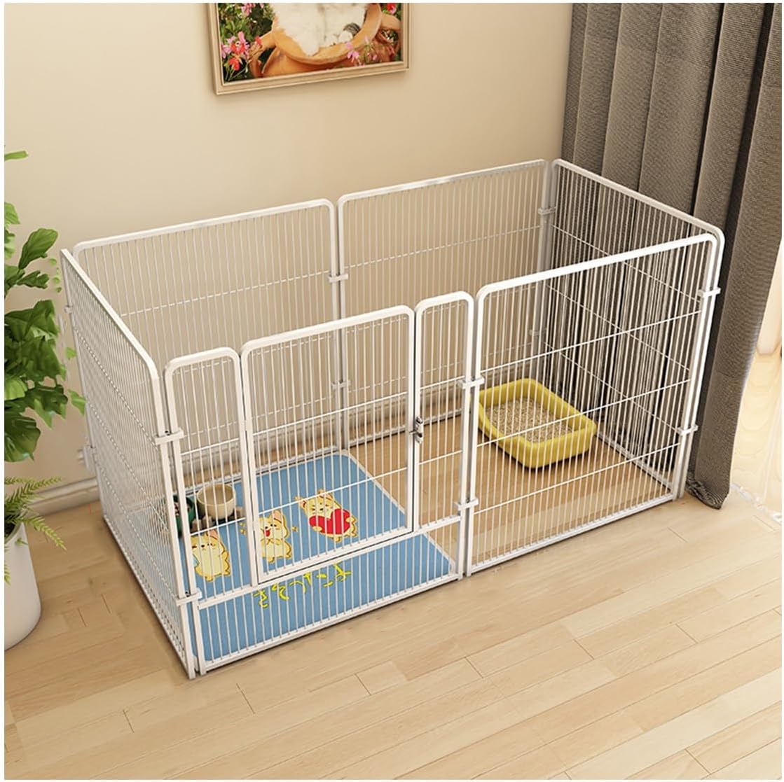 Portable 6-Panel Dog Playpen with Door - Heavy Duty Indoor/Outdoor Puppy Enclosure, Ideal Pet Playpen for Apartments - White 60cm/23 Play Area