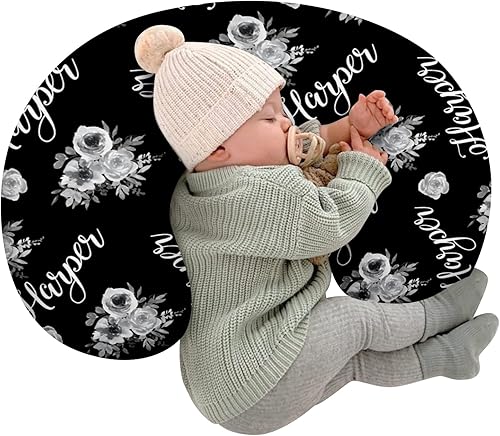 Funda de almohada de lactancia personalizable con diseño de flores, añade el nombre de tu bebé, tela elástica ultrasuave, se adapta a almohadas de