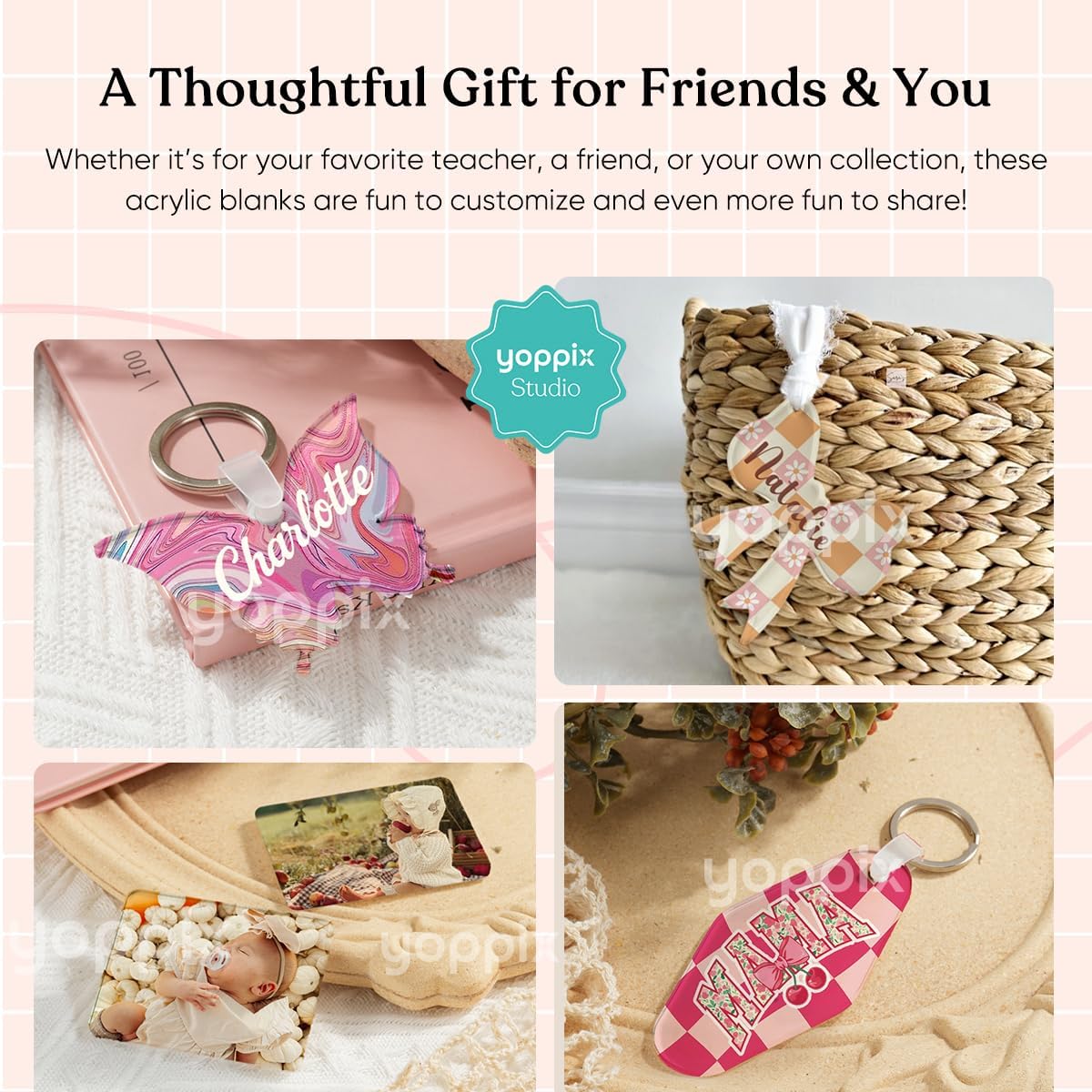 YOPPIX 80 Pcs Sublimation Acrylic Bookmark Blanks, with 40 Ribbons for Heat Transfer Bookmarks Wedding Table Decorations, Christmas Tree Decor, Reading Lovers DIY Crafts Presents