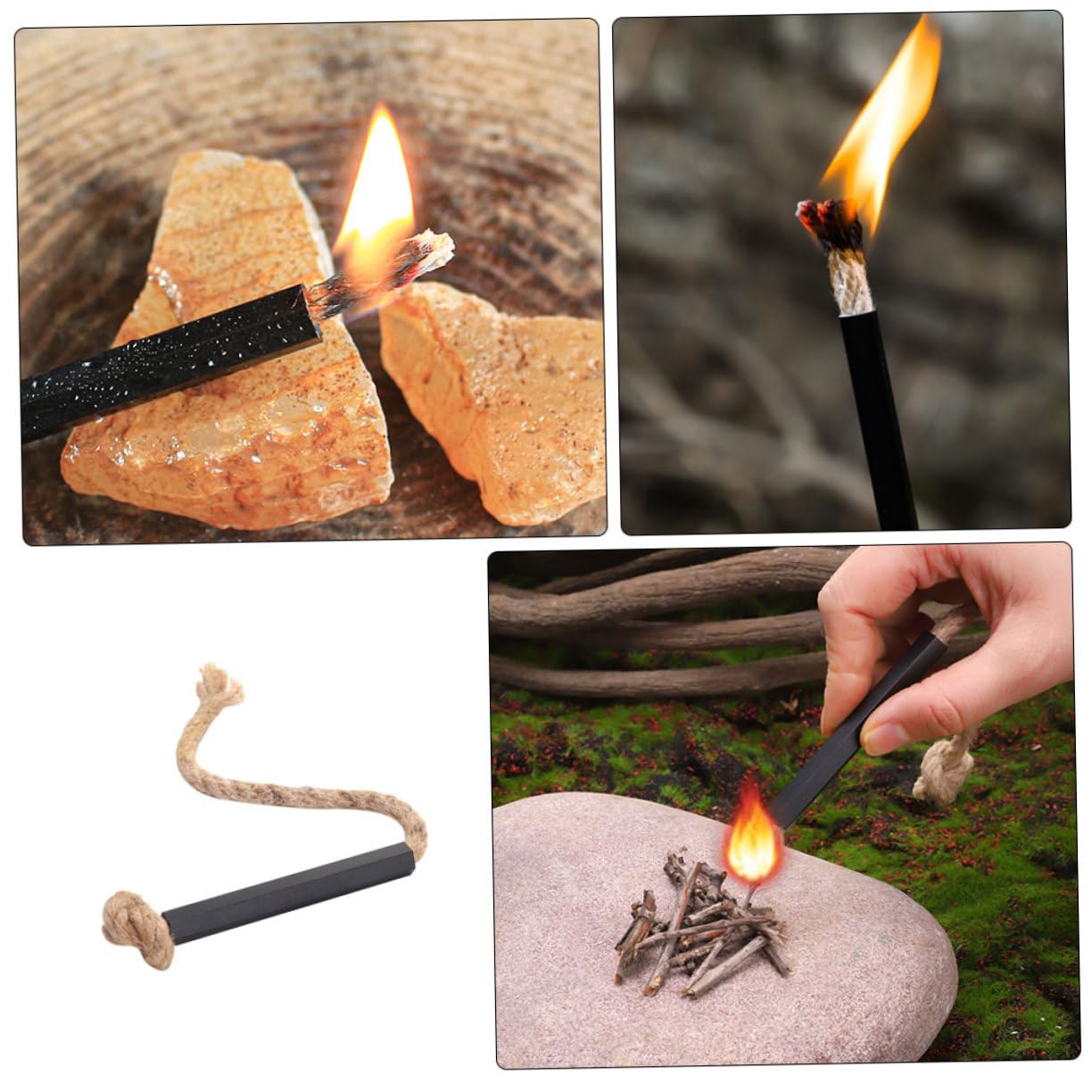 BESPORTBLE 4pcs Fire Starter Rope Wax-Infused Camping Fire Lighter Ropes for Outdoor Cooking Instant Ignition Tool for Campfires Grills and Stoves