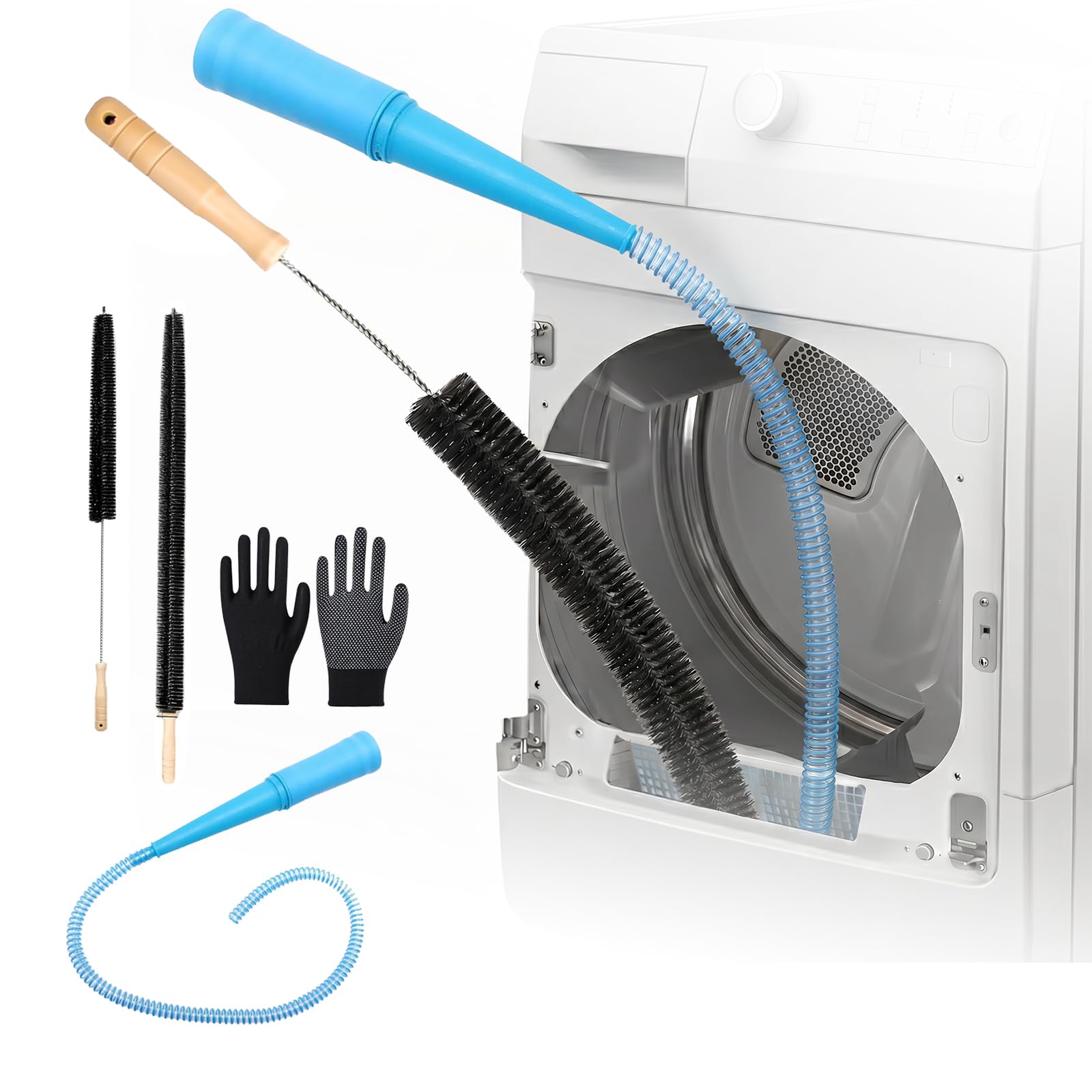4 PCS Dryer Vent Cleaner Kit Universal, Lint Vacuum Attachment Tumble Dryer Cleaning Hose Flexible Lint Remover for Power Washer for Dryers Refrigerator