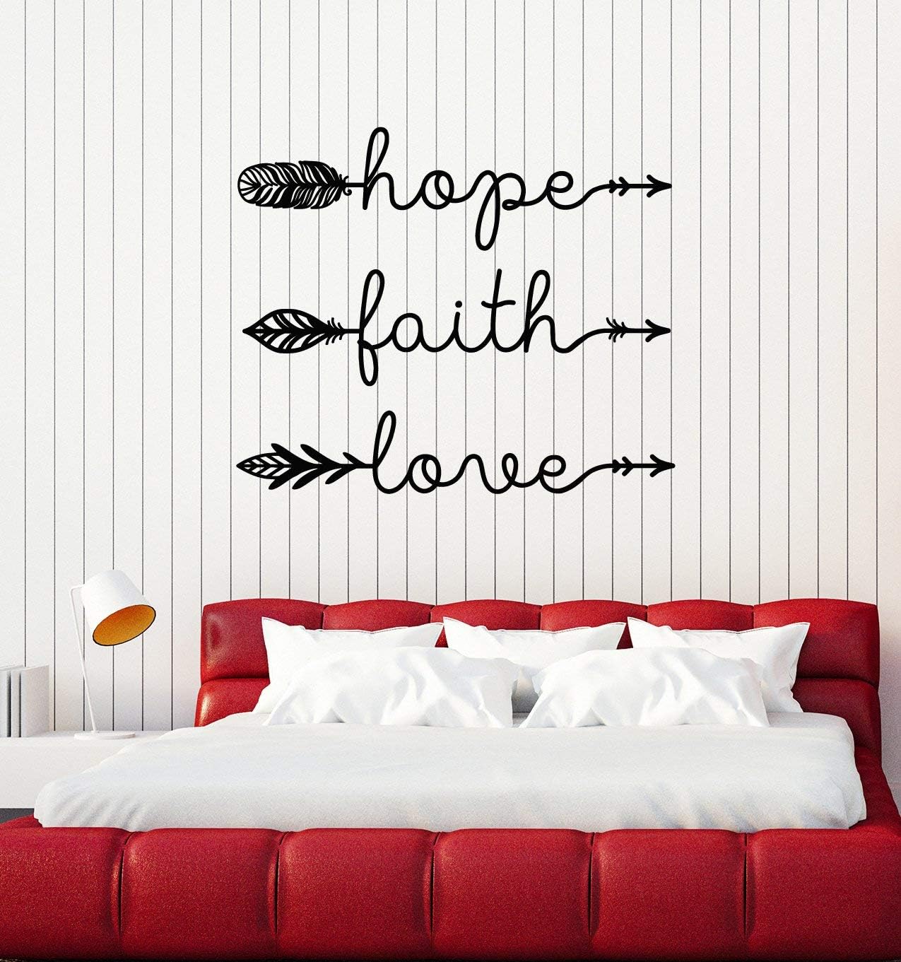 WallStickers4ever Vinyl Wall Decal Faith Hope Love Words Inscription Phrase Bedroom Art Stickers Mural Large Decor (g4256) Black