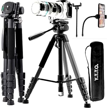 80 Inch Aluminum Phone & Camera Tripod with Gooseneck Stand, Extendable Cell Phone Tripod Stand Compatible with iPhone/Android/Action Camera is Perfect for Live Streaming/Video Recording/Selfies