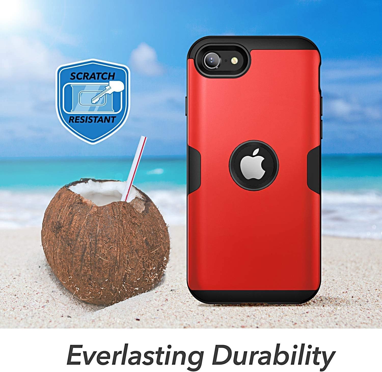 YOUMAKER Designed for iPhone SE 2022 Case, iPhone SE 2020 Case, Full Body Rugged with Built-in Screen Protector Heavy Duty Protection Slim Fit Shockproof Cover for iPhone SE 2022 4.7 Inch-Red