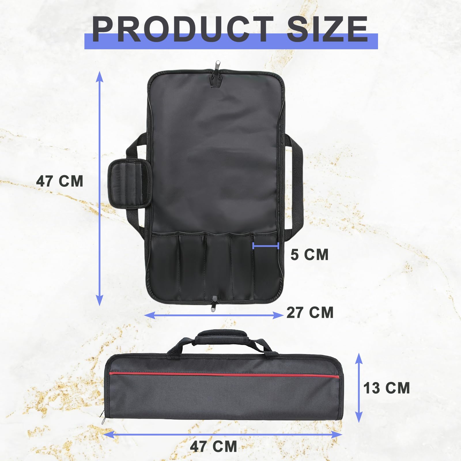 Borsa Coltelli Chef, Borsa Porta Coltelli, Custodia Coltelli, borsa coltelli Portatile, Custodie per coltelli e Cucchiai da Cucina per Campeggio ed Escursionismo, Nero