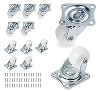 Vista 2 de Ruedas de perfil bajo de 1.5 pulgadas para muebles con placa superior de 360 grados, capacidad total de 100 libras para juego de 4