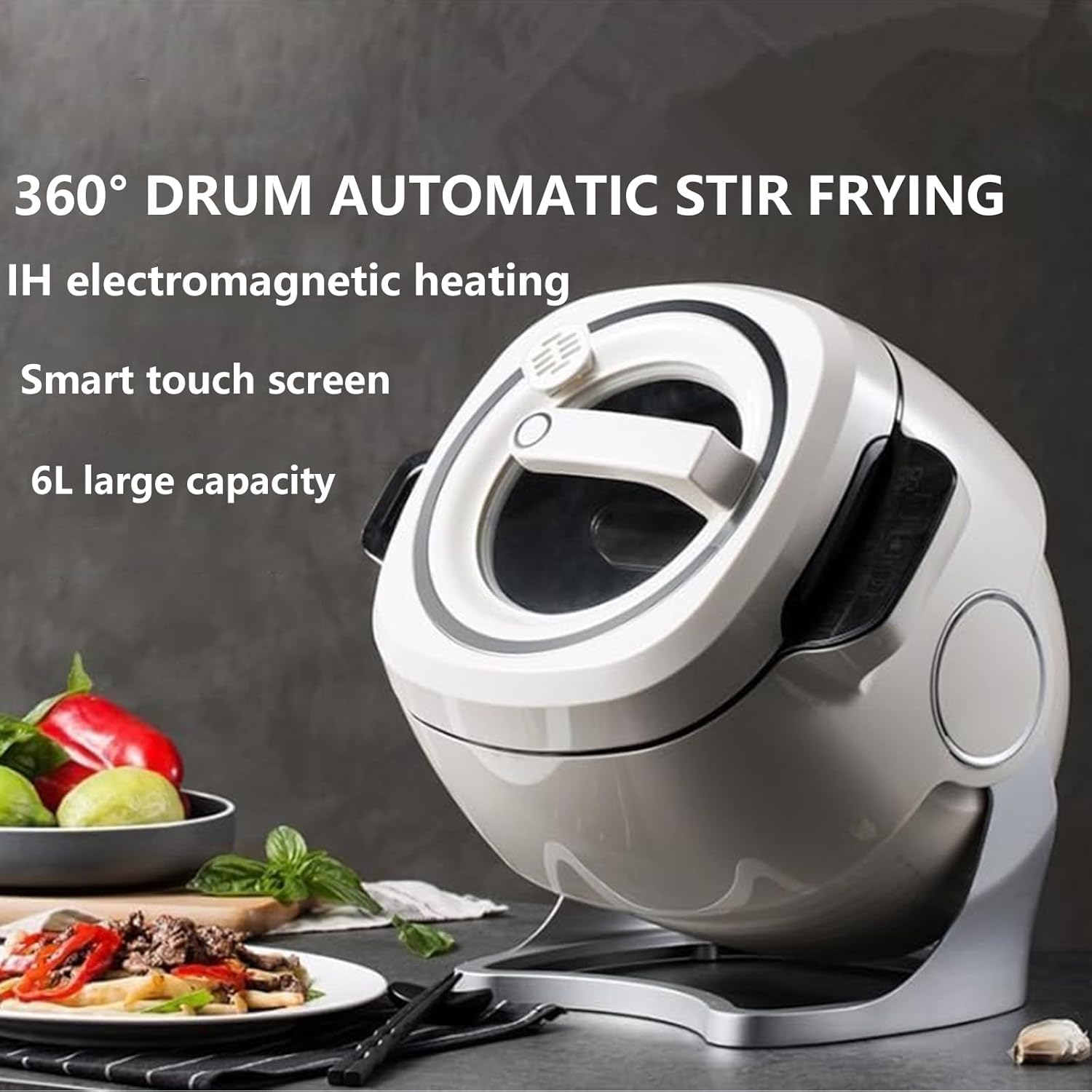 Automatic Cooking Machine 2000W 6L - Smart Touch Stir Fry, Stew, and Cook with One-Click Start, 3 Speed Settings, 360° Rotation for Effortless Meal Prep