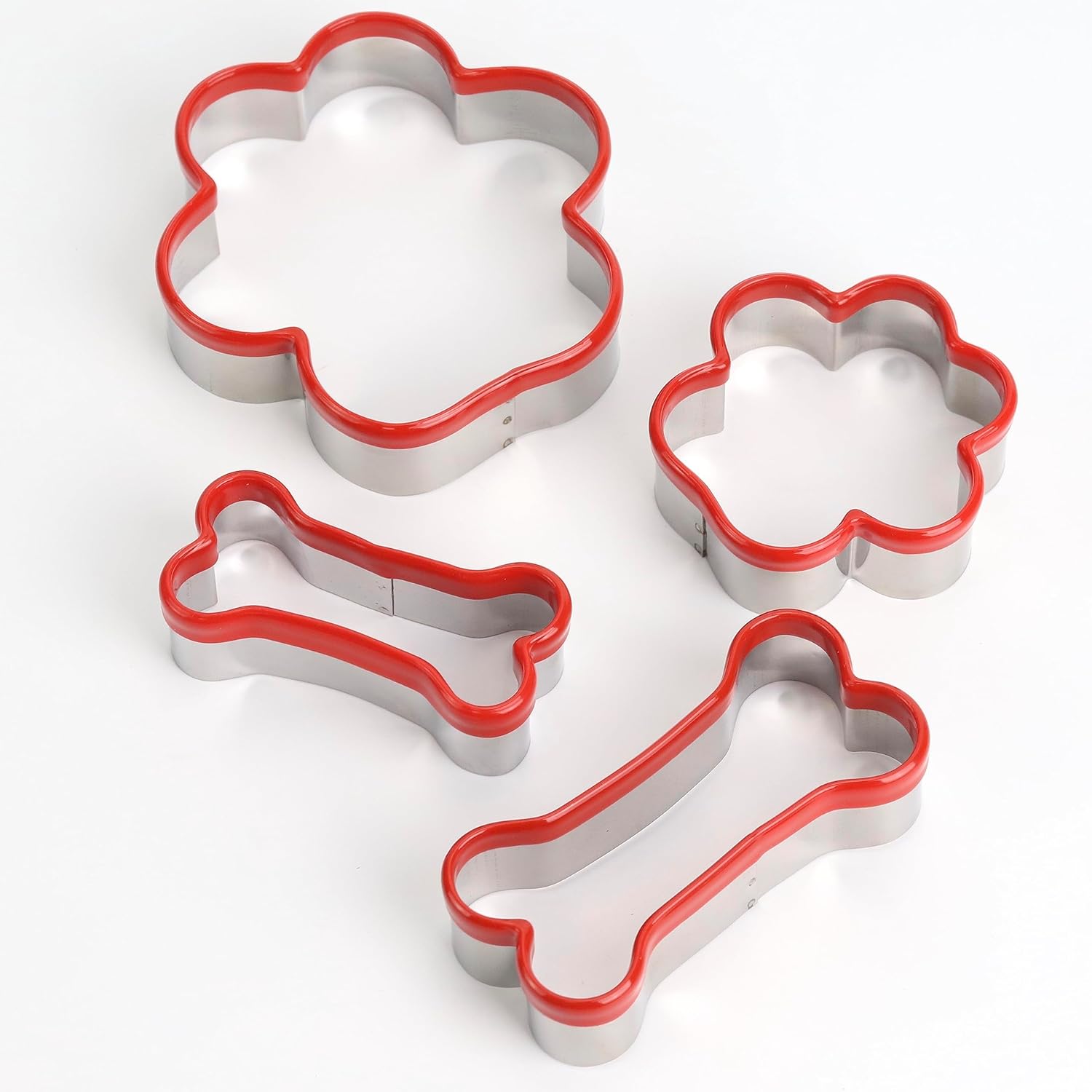 4 Pcs Dog Bone & Paw Cookie Cutters - Dog Treats Cutter Set, Soft PVC Coated - Image 6