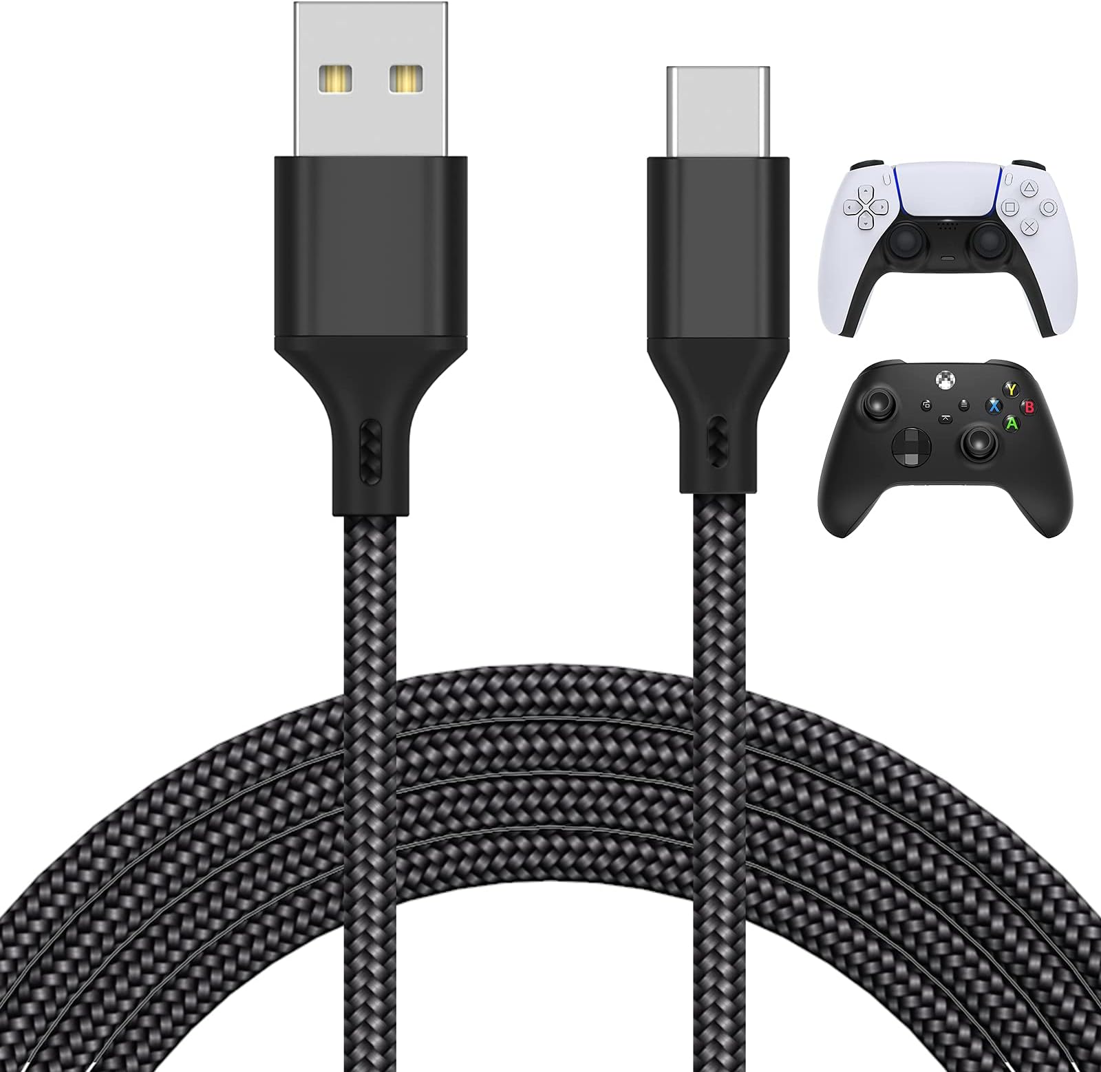5M Charging Cable for PS5/ for Xbox Series X/S Controller/for Switch Pro Controller, Replacement USB Cable Nylon Braided Type-C Ports Accessories for Playstation 5/ for Xbox Series X