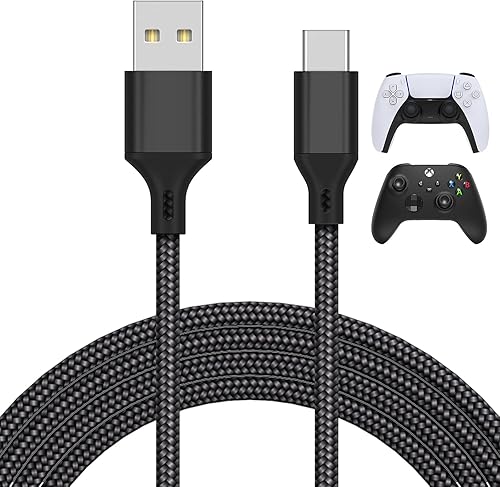 MENEEA Cable de carga de 16.4 pies para PS5PS5 ProXbox Series XS Controllerpara Switch Pro, cable de carga USB de repuesto, nailon trenzado tipo C,