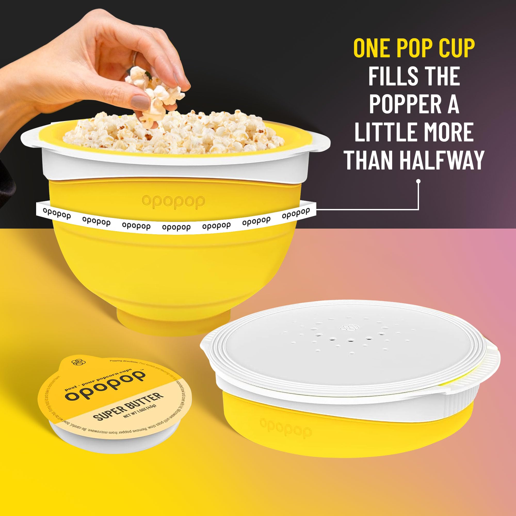 Opopop Palomitas de maíz para microondas, paquete variado de 12 palomitas de maíz gourmet, palomitas de maíz plegables de silicona, máquina de palomitas de maíz, porción sin gluten, sin BPA y apta