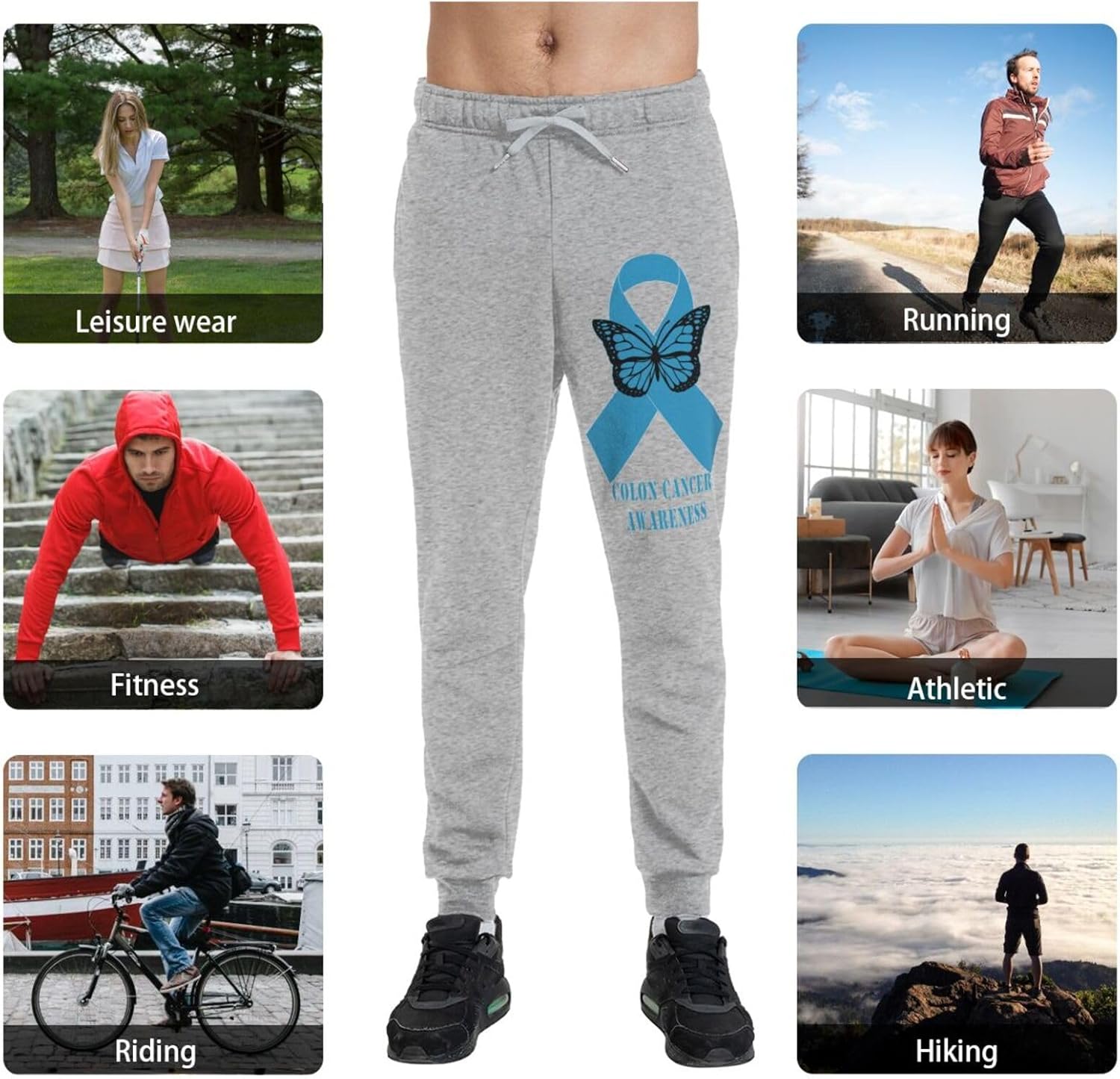 Colon Cancer Awareness Men's Long Pants Athletic Running Pants Sports Pants