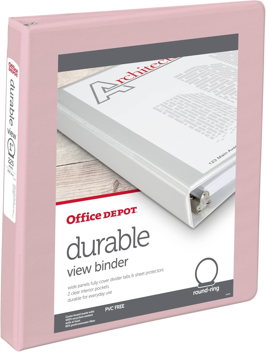 Office Depot® Brand 3Ring Durable View Binder, 1" Round