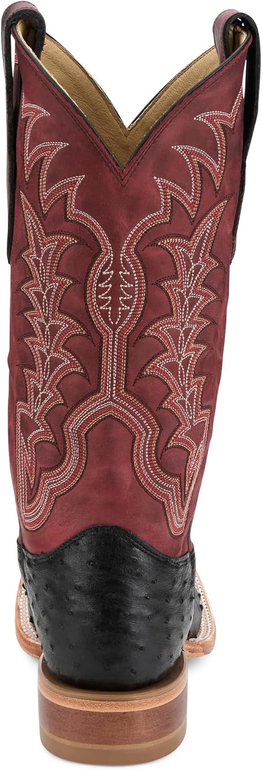 Justin Boot Company Men's Chisolm Full Quill Ostrich 13in Salsa Red Cowhide Top