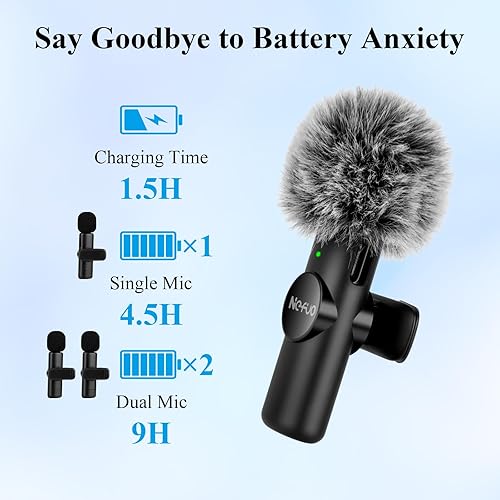 Miniatura 2 de Paquete de 2 micrófonos Lavalier inalámbricos profesionales para iPhone para iPad, calidad de sonido nítida con reducción de ruido, micrófono de