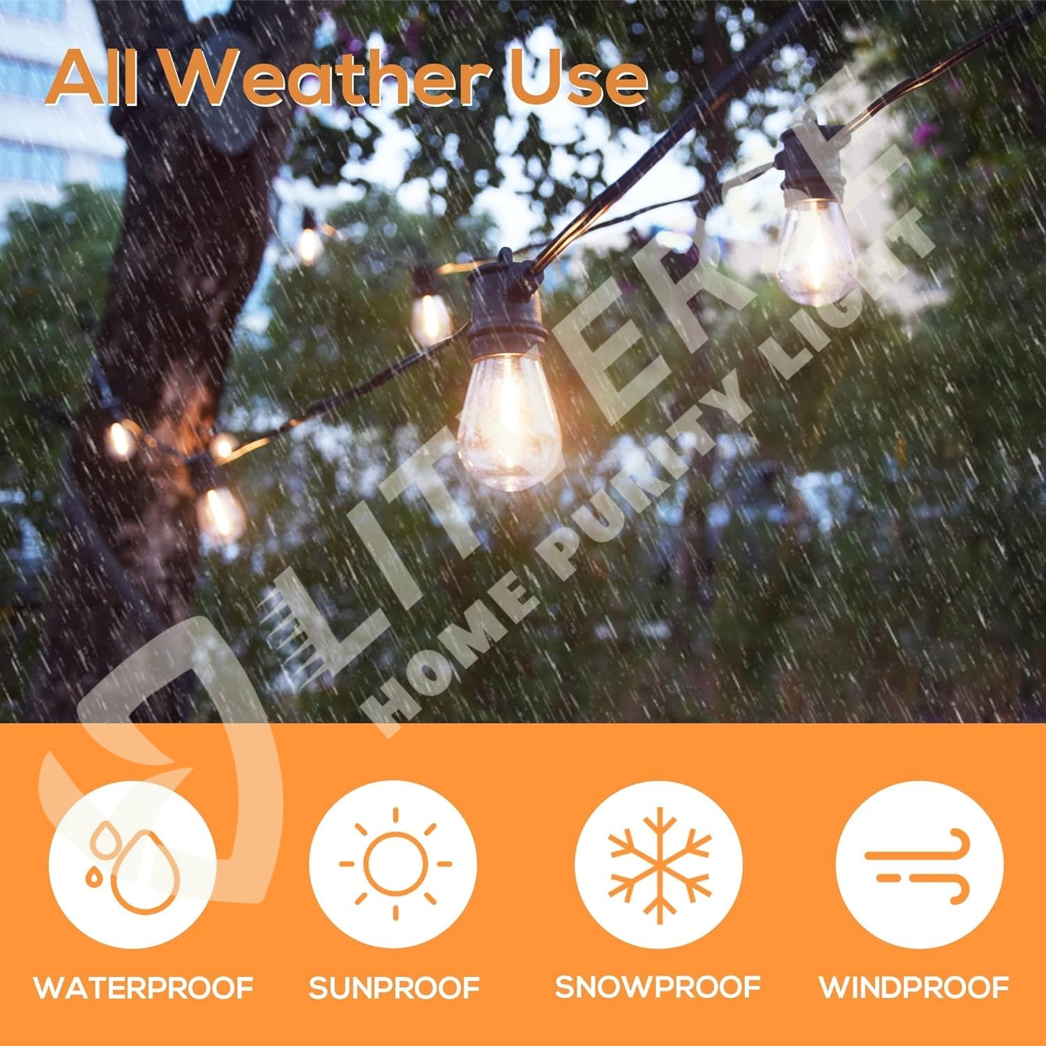 LITVERSE Solar String Lights E27 |10 LED | 19FT with 8 Lighting Mode, Solar and USB Powered with Display Panel Decorative, Diwali,Festival,Outside Garden Yard Balcony (Warm White)