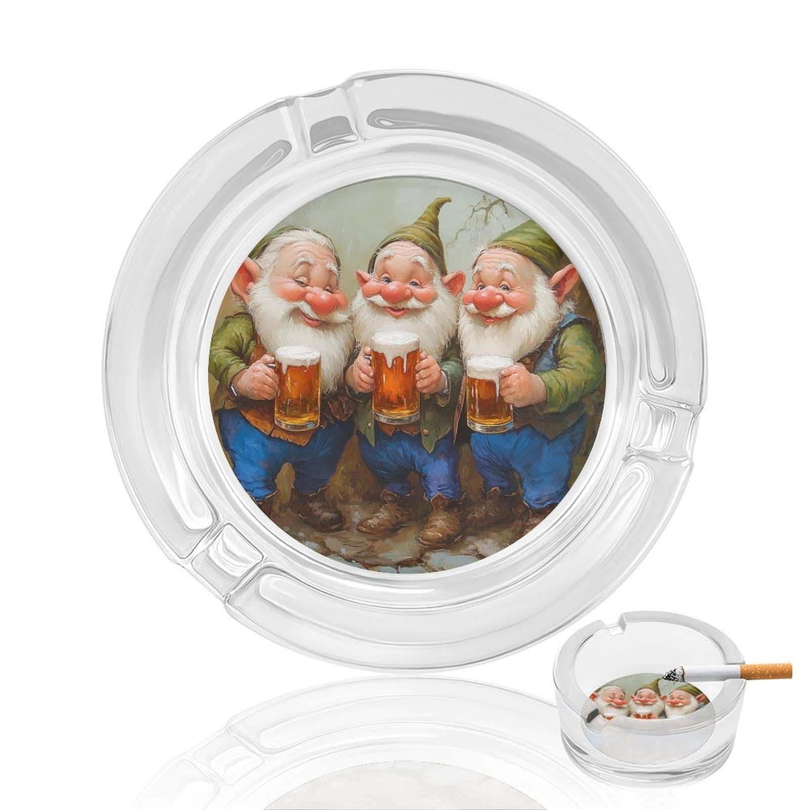 Three Dwarfs Drinking Beer Glass Ashtray for Cigarettes Portable Decorative Ash Trays for Home Office Decor