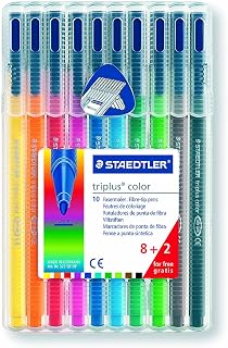Staedtler 323SB10P Triplus Color Fibre-Tip Pens 8+2 Stand-Up Box