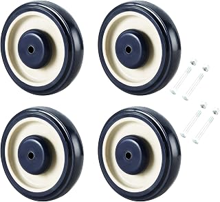 FLKQC 4Pack Shopping Cart Replacement Wheels Kit 5-inch Diameter Wheels with Axles Bolts (Blue)