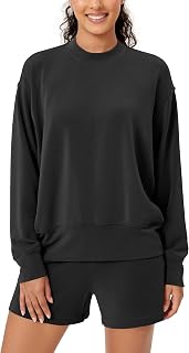 ODODOS Modal Soft Long Sleeve Oversized Sweatshirts for Women High Crew Neck Relaxed Pullover Tops