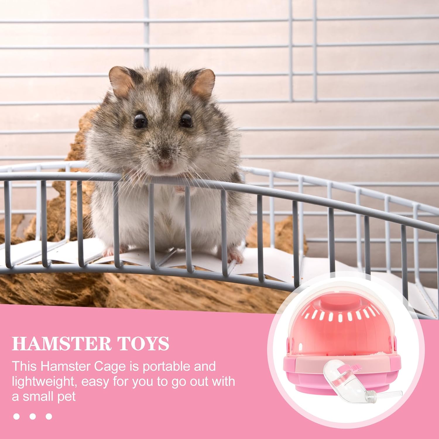 Abaodam Portable Hamster Carrier and Reusable Small Pet Container with Cushion, Lightweight Travel Cage for Guinea Pigs, Hedgehogs, and Hamsters, Pink Handheld Outdoor Pet Box image 4