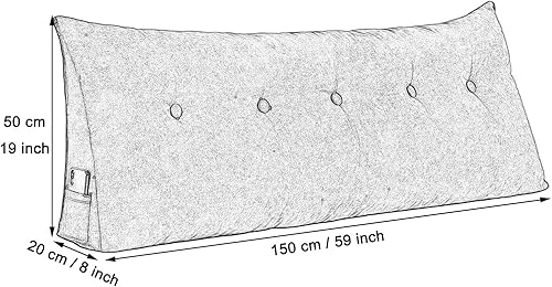 Miniatura 2 de Almohadas de cuña para sentarse en la cama, almohadas de lectura, tamaño Queen, almohada triangular con funda de almohada extraíble, cojín de