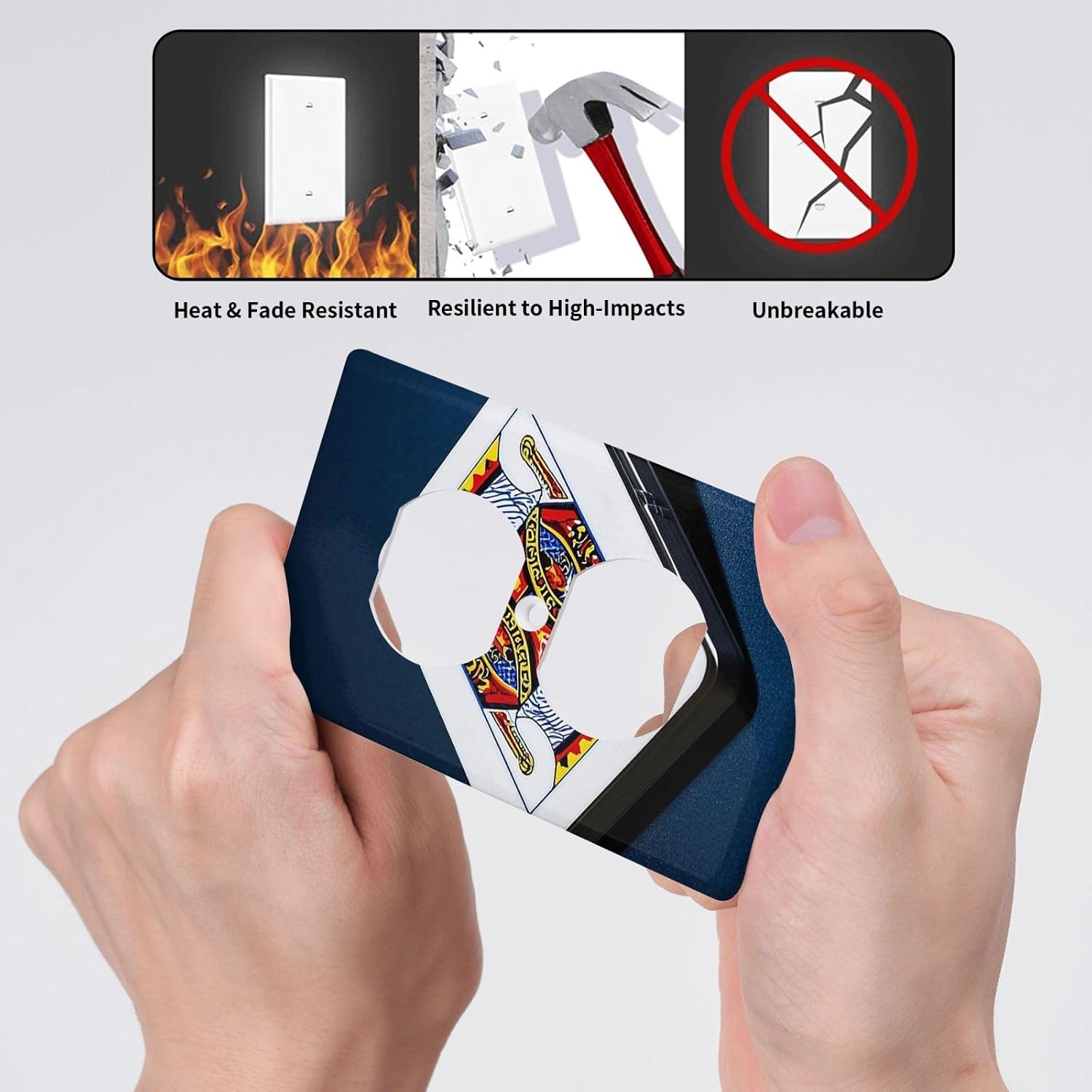 Poker Spades Playing Cards Wall Plate, Duplex Outlet Cover 1-Gang Decorative Light Switch Covers, Unbreakable Polycarbonate Faceplates Electrical Receptacle Plug Covers, Screws Included image 5
