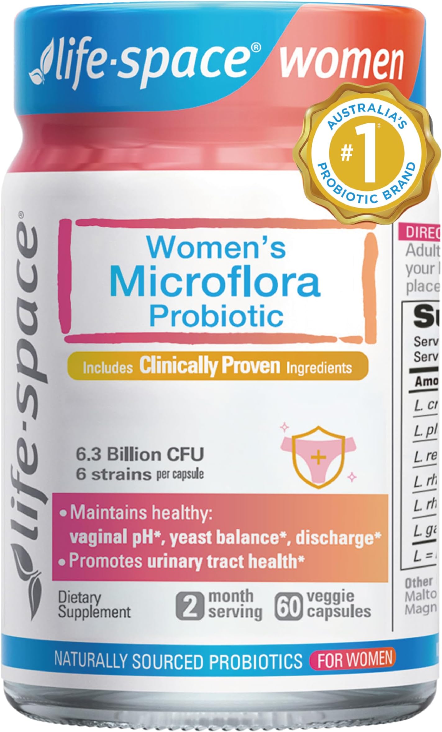 Probiotic for Women - Supports l Health, Microflora and pH for BV and Yeast and Urinary Health - 6.3 Billion CFU - 60 Capsules