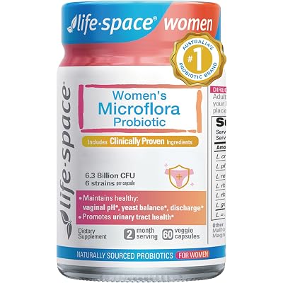 Life-Space Probiotic for Women, 2 Month Serving, Support Healthy Vaginal Microflora & Comfort, Daily Supplement for Women, pH Balance with Lactobacillus rhamnosus, 6.3 Billion CFU & 6 Strains, 60 ct