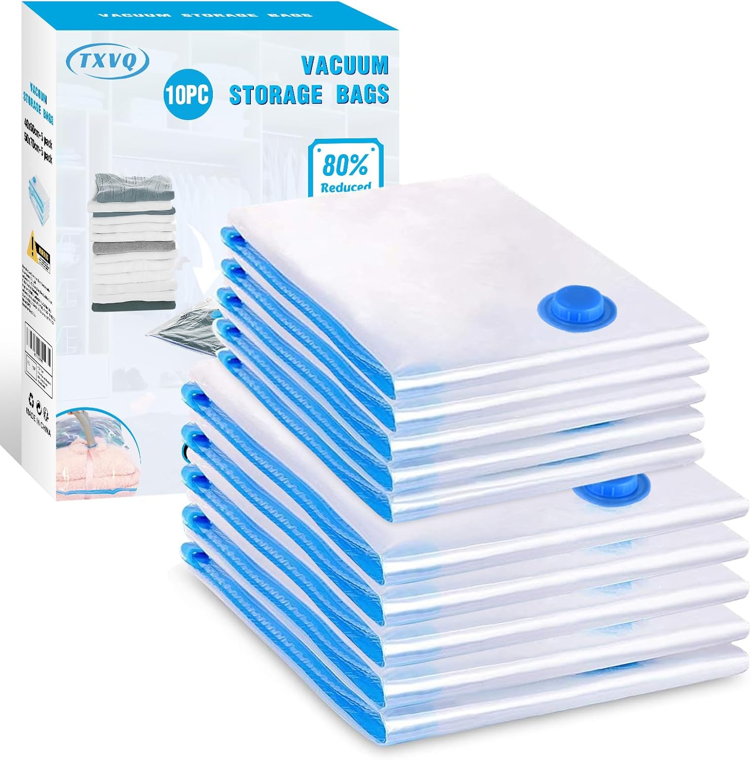 Vacuum Storage Bags 10 Pieces 5 m 70 x 50 + 5S 60 x 40 cm Vacuum Storage Bags Travel Vacuum Bag for Clothes, Duvets, Bedding, Pillows