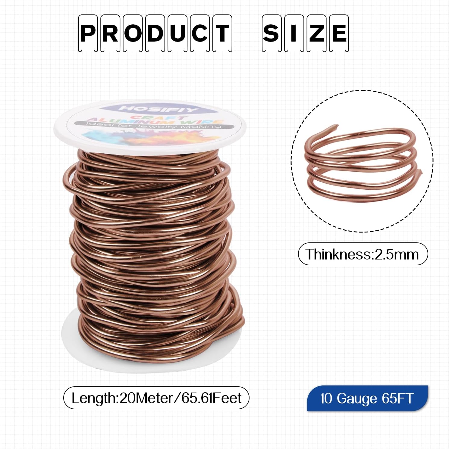 10 Gauge Aluminum Craft Wire for Jewelry Making-Bronze 65 feet image 2