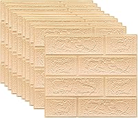 Vista 1 de 10 paneles de pared de ladrillo sintético 3D de 13.78 x 11.81 pulgadas, papel tapiz de ladrillo de espuma, autoadhesivo, impermeable, calcomanías