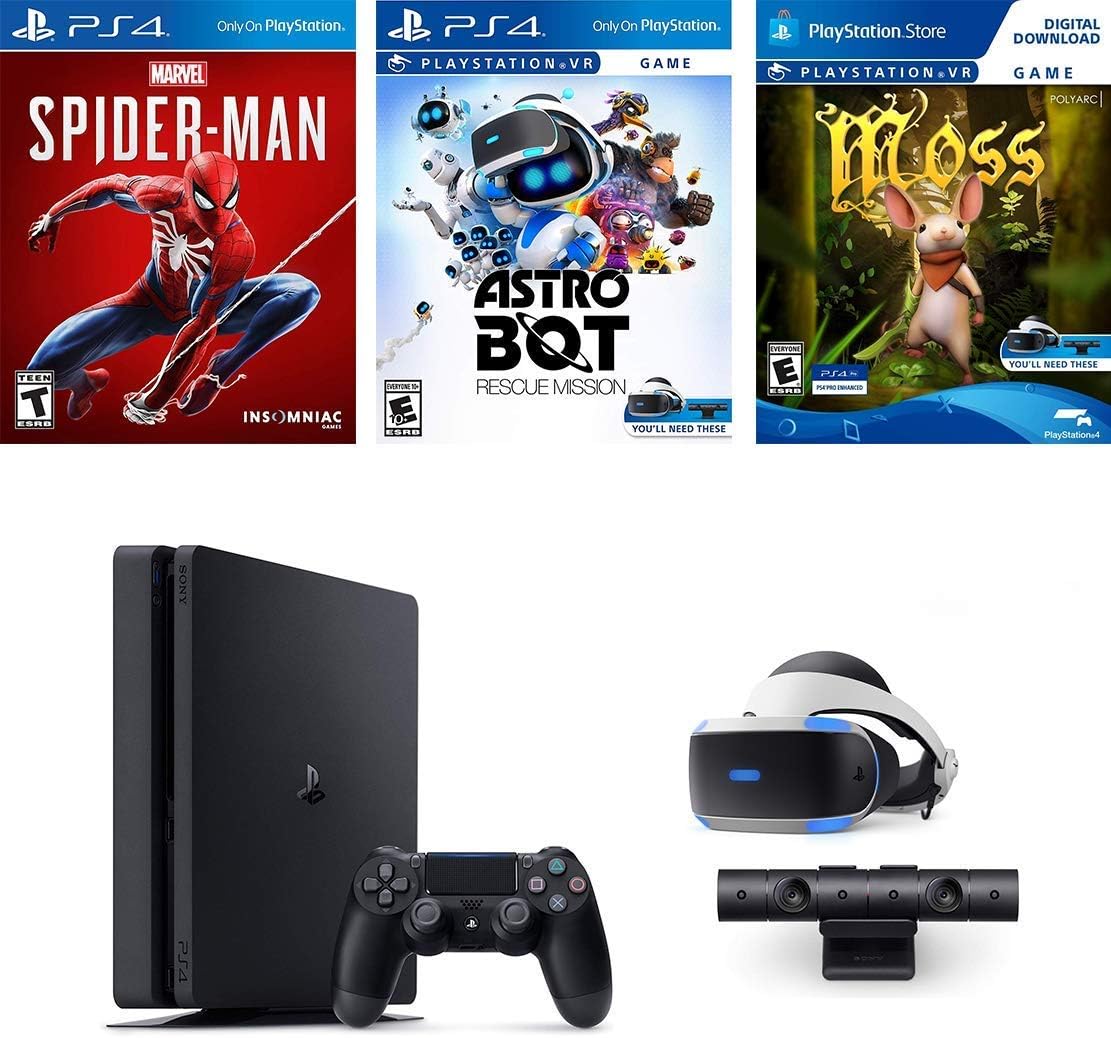 Sony Console PlayStation 4 Slim 1TB PS4 VR Bundle Câmera PS, Fone de