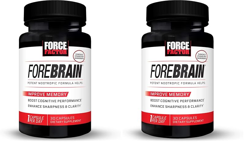 Force Factor Suplemento fitoterápico com cafeína, Bacopa monnieri, COGNIGRAPE e Huperzine A, 60 cápsulas