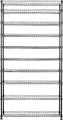 SafeRacks Zapatero de 10 niveles, negro, organizador grande de almacenamiento de zapatos, 60 pares, soporte de zapatos resistente con estante