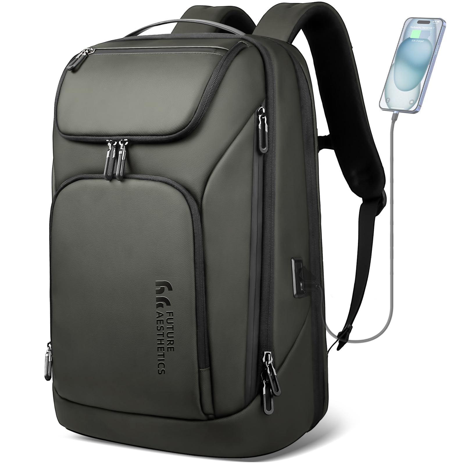 hk Business Smart Backpack for Men Anti-Theft for 17.3 Inch Laptop with USB Charging Port Water-Resistant Large Durable Compact 30L for Travel College