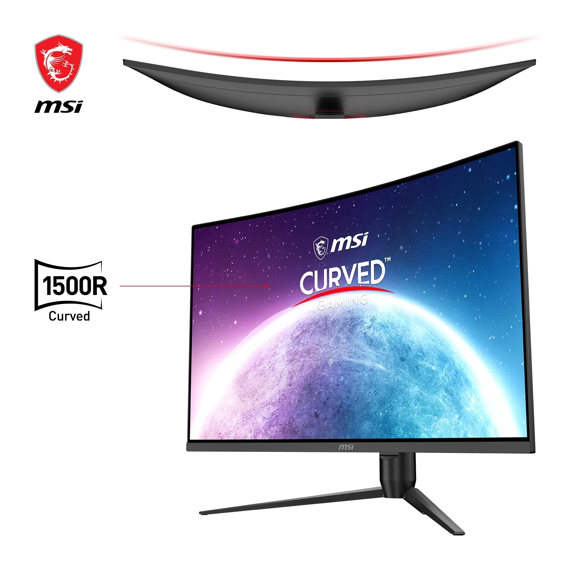 MSI G32CQ5P Monitor Gaming curvo WQHD 31,5" (80 cm) - Pannello VA 1500R (2560 x 1440), 170Hz / 1ms, Adaptive Sync, supporto regolabile a 3 vie - DP 1.2a, HDMI 2.0b CEC