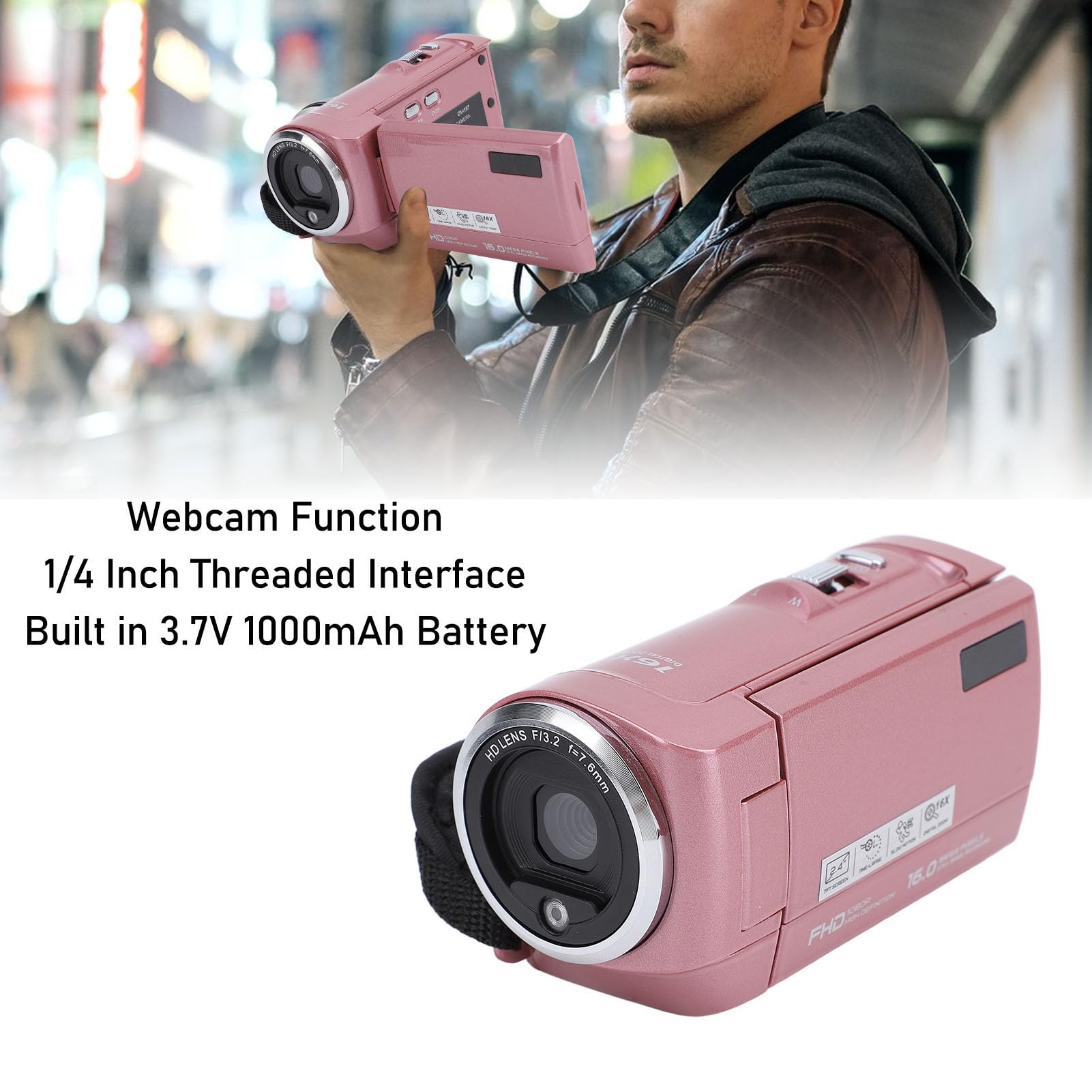 2K 48MP Digital Camera with 16X Zoom, 270 Degree Rotating Screen, Video Recorder for Webcam, 48MP Camera, 16X Zoom, 2.4 Inch Screen, Face Recognition
