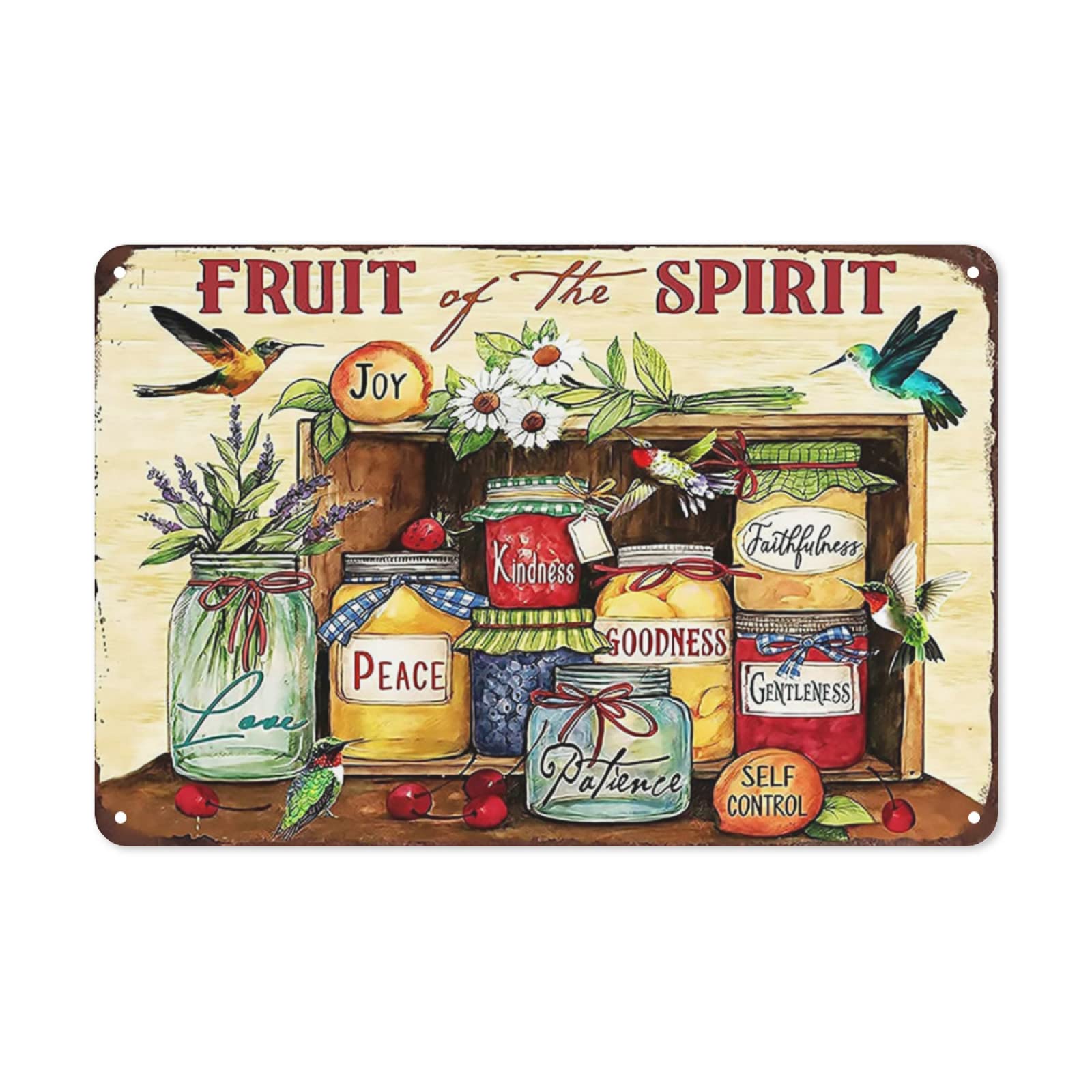 Vintage Tin Sign Fruit of The Spirit Peace Kindness Retro Metal Signs,for G