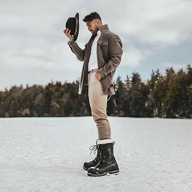 Baffin Men's CANADA Winter Boots | Waterproof Insulated Leather Boots for Cold Weather | Faux-Fur Collar & GelFlex Midsole